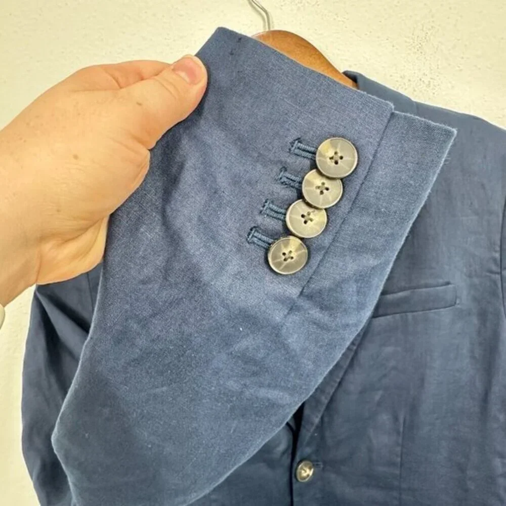 Everlane Men's Navy Blue 100% Linen Blazer Jacket Preppy Coastal Classic Size 38
